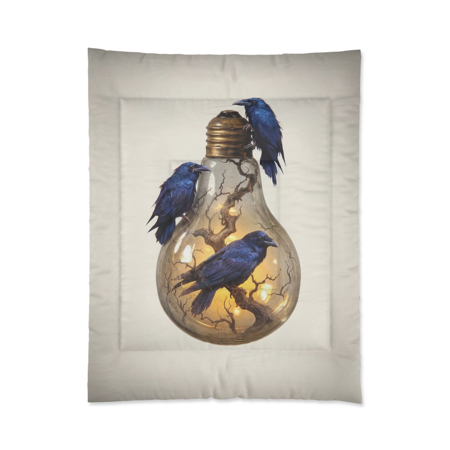 Ravens in the Glow Comforter – Midnight Thoughts in a Glass Tree