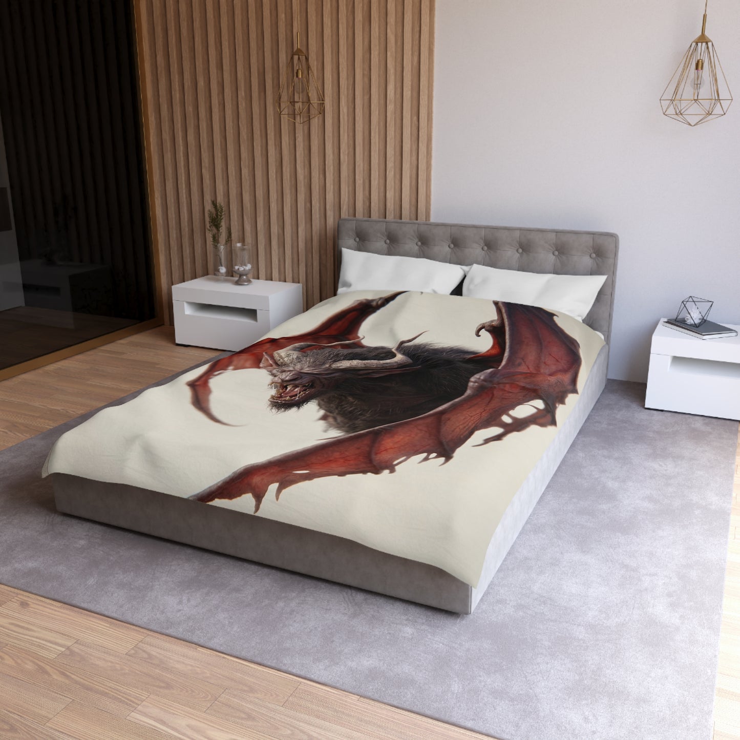 Crimson Winged Horror Microfiber Duvet Cover – Shadowed Beast Roar