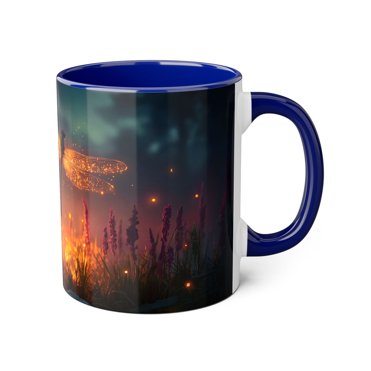 Firefly Dragonfly Accent Mugs, 11oz – Golden Twilight Meadow Guardian
