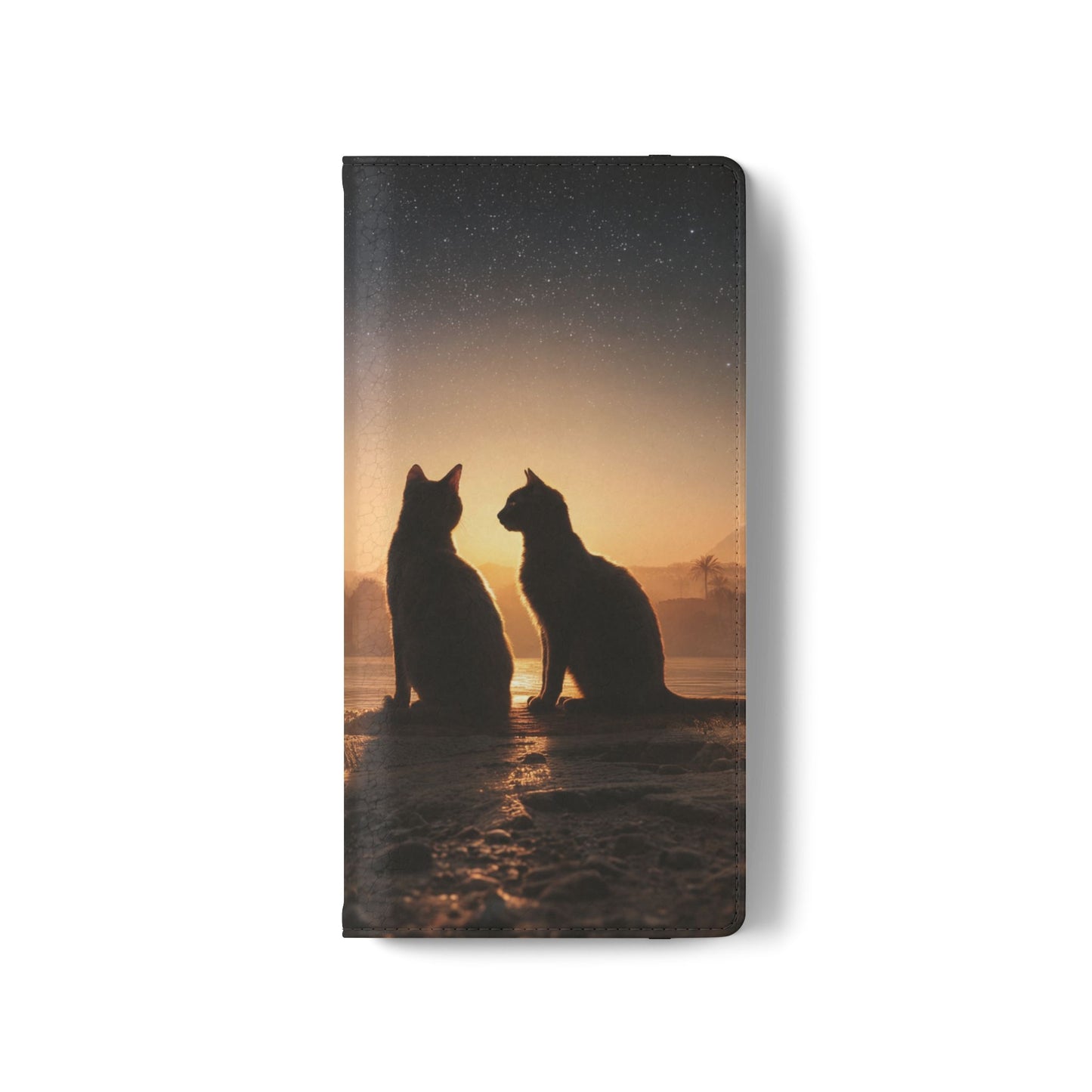 Pharaoh Cats Flip Cases – Starry Nile Guardians on the Bank