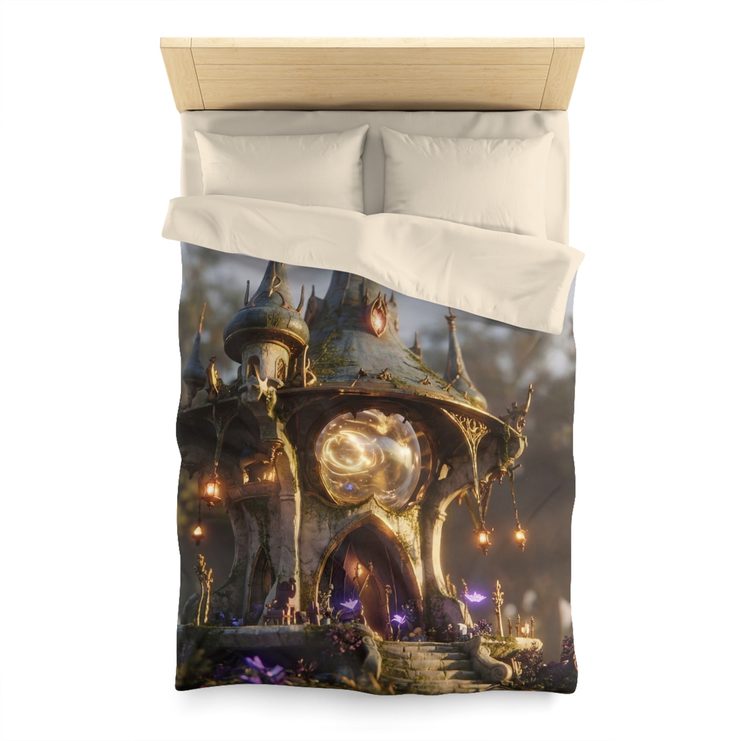 Whispering Observatory Duvet Cover – Twilight Magic in Stone