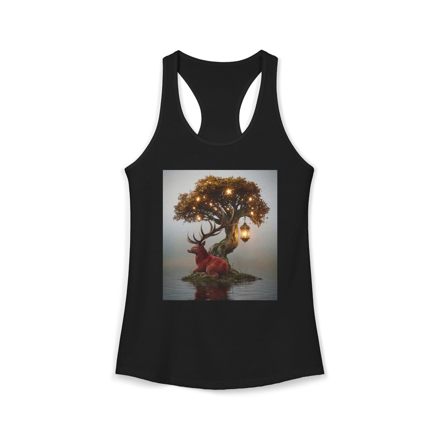 Starlight Stag Women's Ideal Racerback Tank – Misty Grove Guardian Print