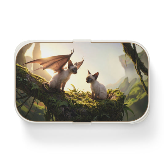 Winged Siamese Cat Bento Lunch Box – Dawn’s Secret Forest Meeting
