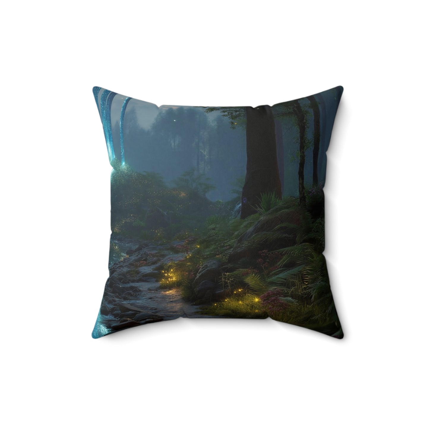 Celestial Stream Spun Polyester Square Pillow – Whispering Forest Dreamscape