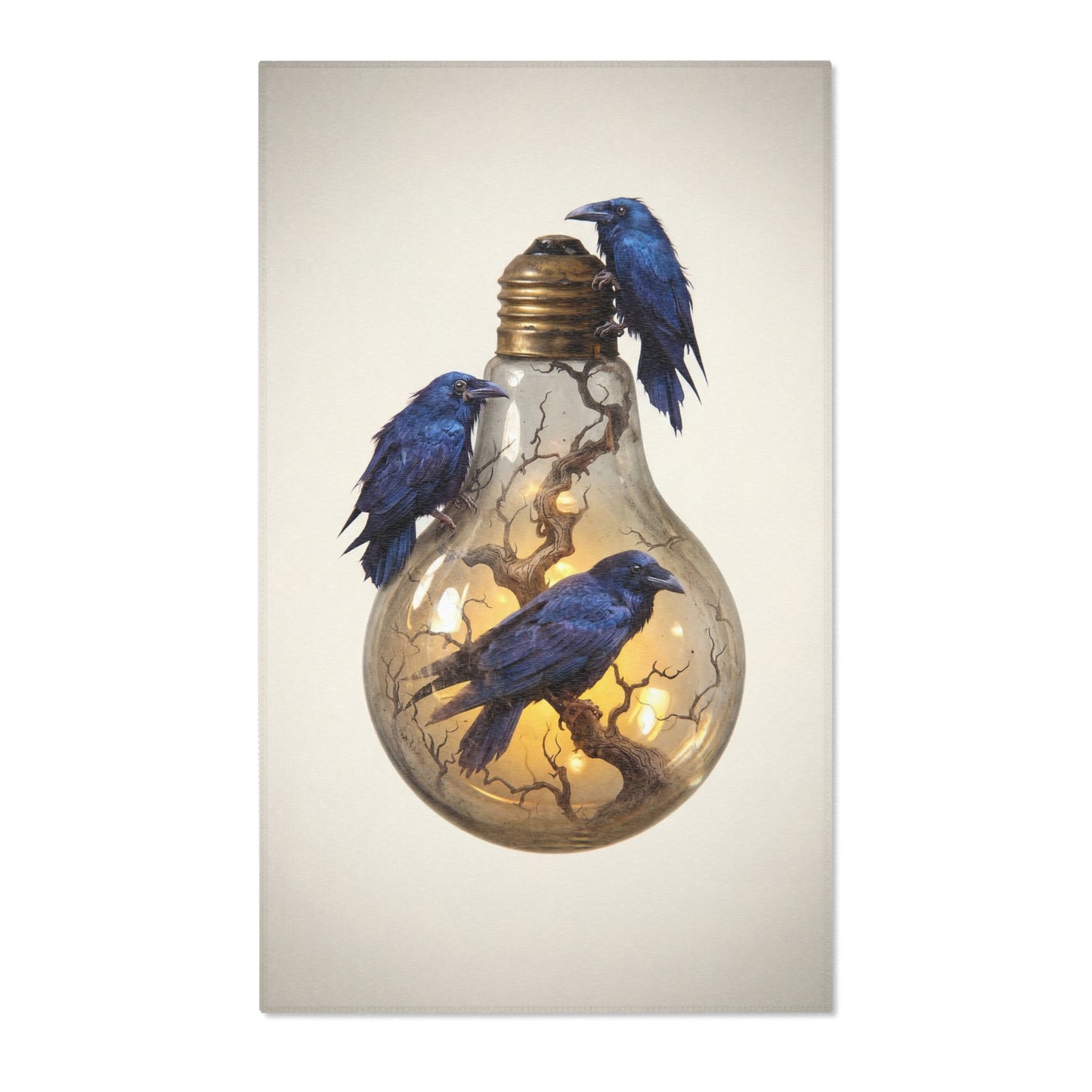 Ravens in the Glow Lightbulb Area Rug – Midnight Wisdom Dreamscape