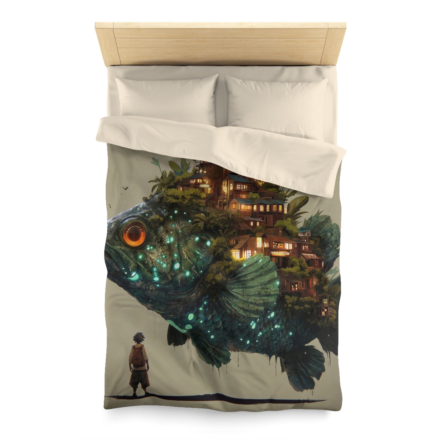 Bioluminescent Fish Village Microfiber Duvet Cover – Home Within the Deep