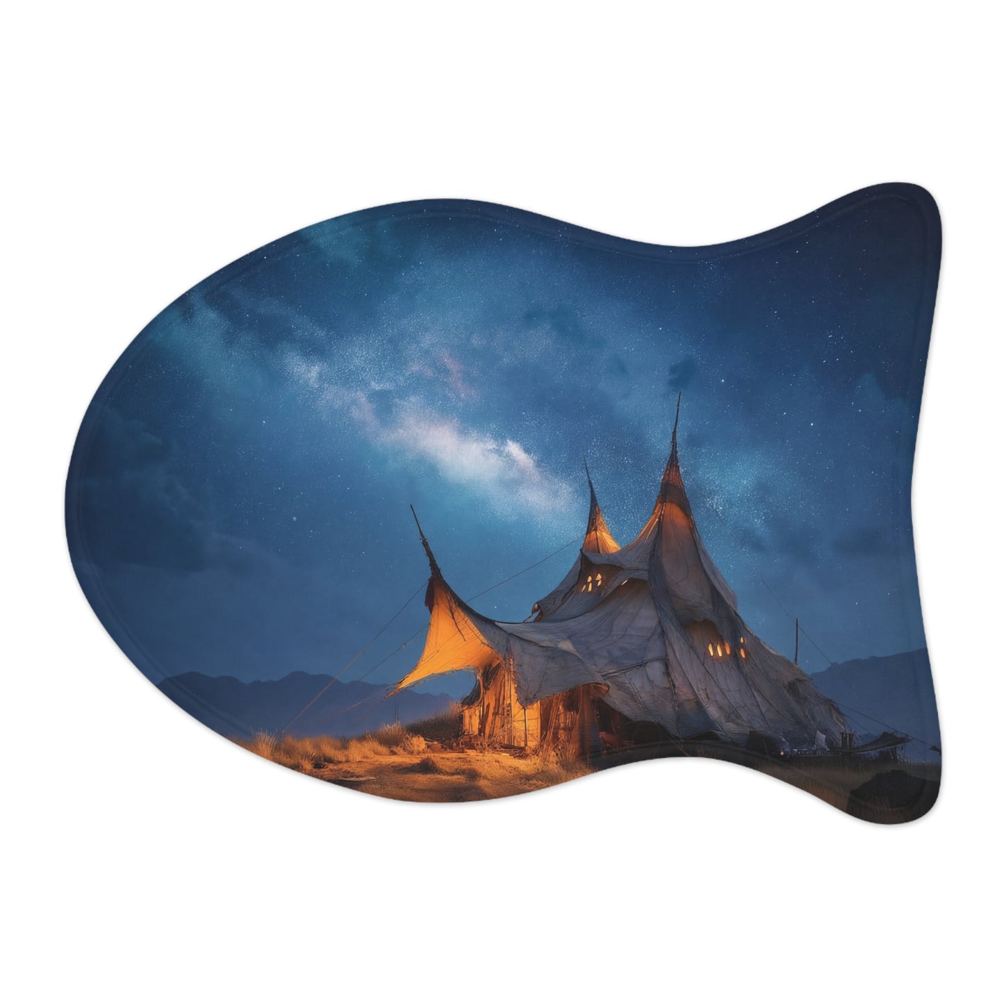 Starlit Nomad Tent Pet Feeding Mats – Milky Way Hearth Beneath the Sky