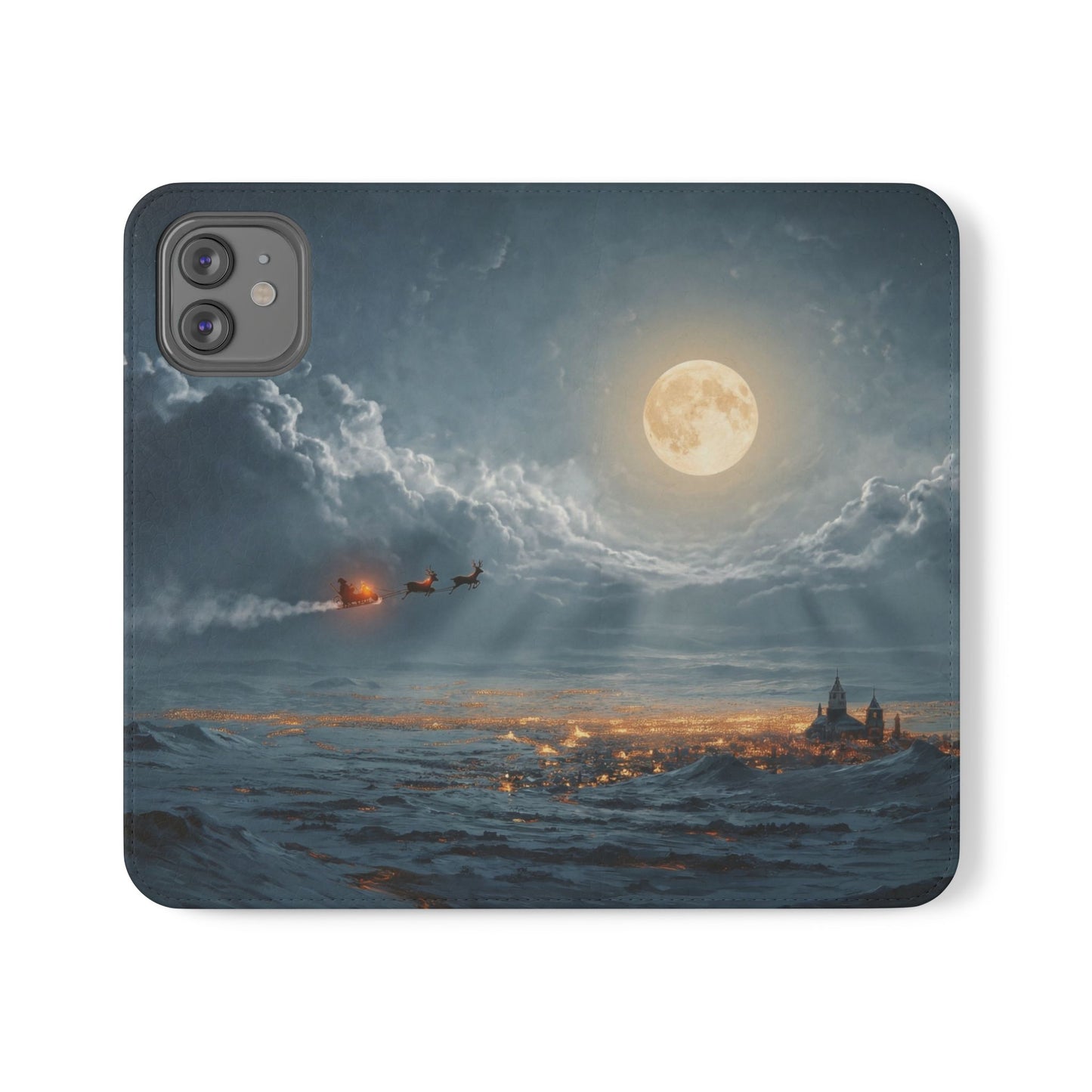 Moonlit Sleigh Flip Cases – Northern Lights Winter Journey