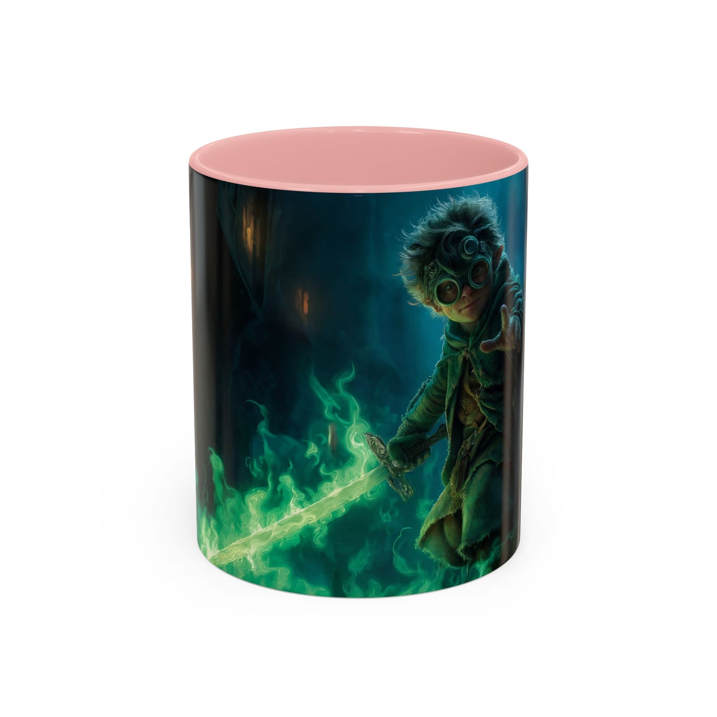 Glimmerblade Gnome Mug – Emerald Spirit Knight Coffee Cup