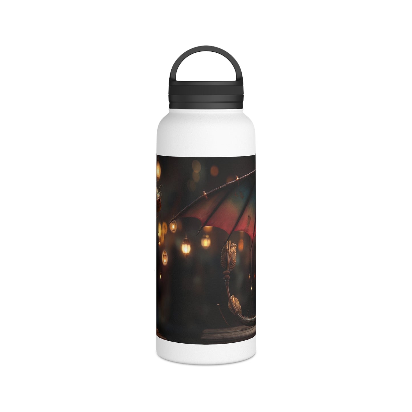 Regal Dragon Lantern Water Bottle – Handle Lid – Twilight Market Guardian