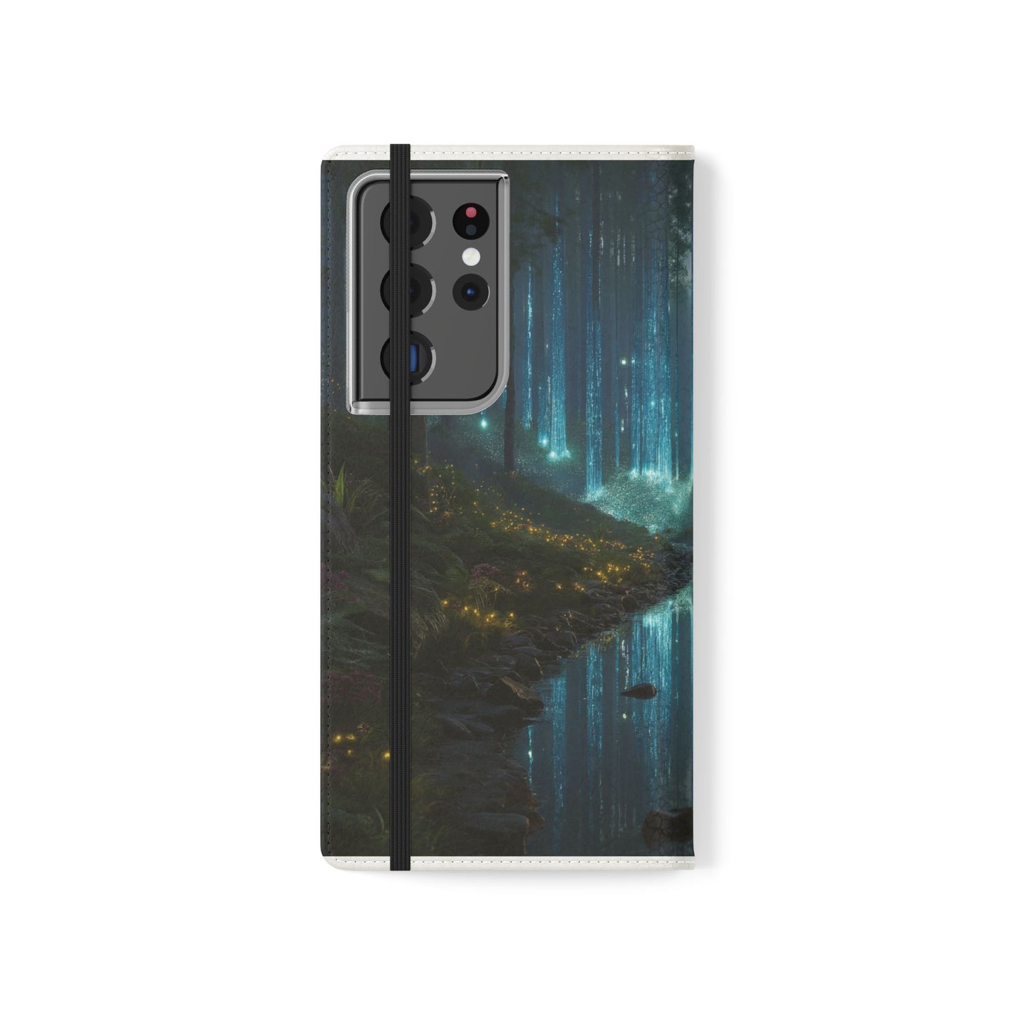 Bioluminescent Forest Flip Cases – Cyan Lightfall Stream Cover