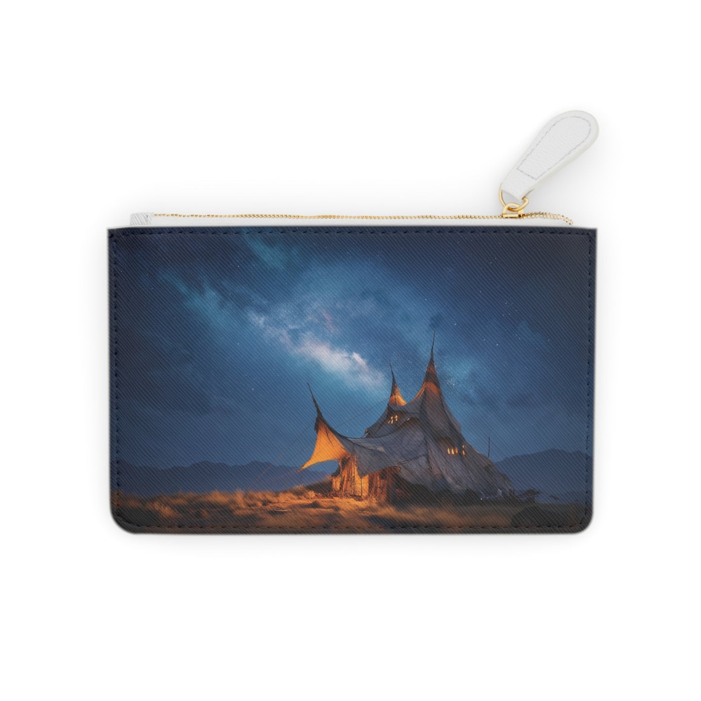 Starlit Nomad Tent Mini Clutch Bag – Milky Way Campfire Glow