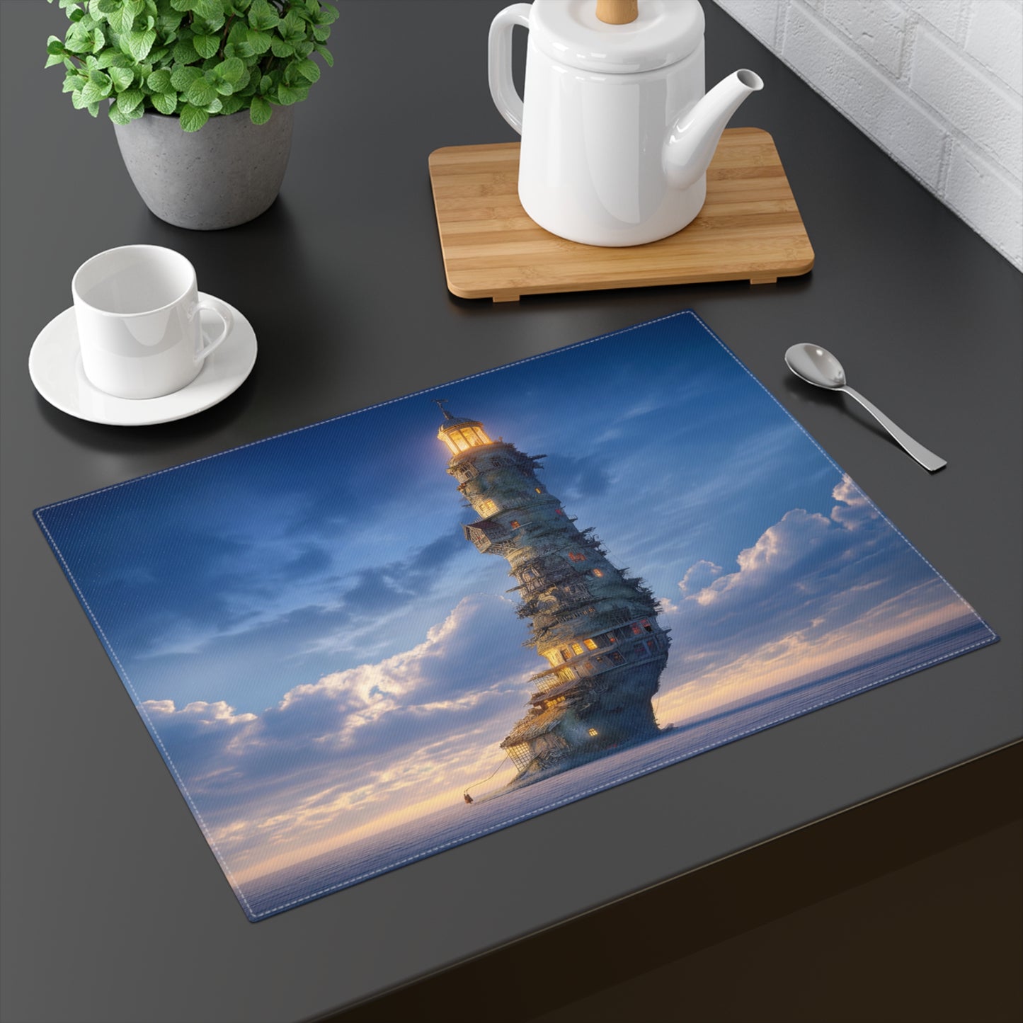 Skyborne Lighthouse Placemat – Twilight Beacon Over Whispering Seas