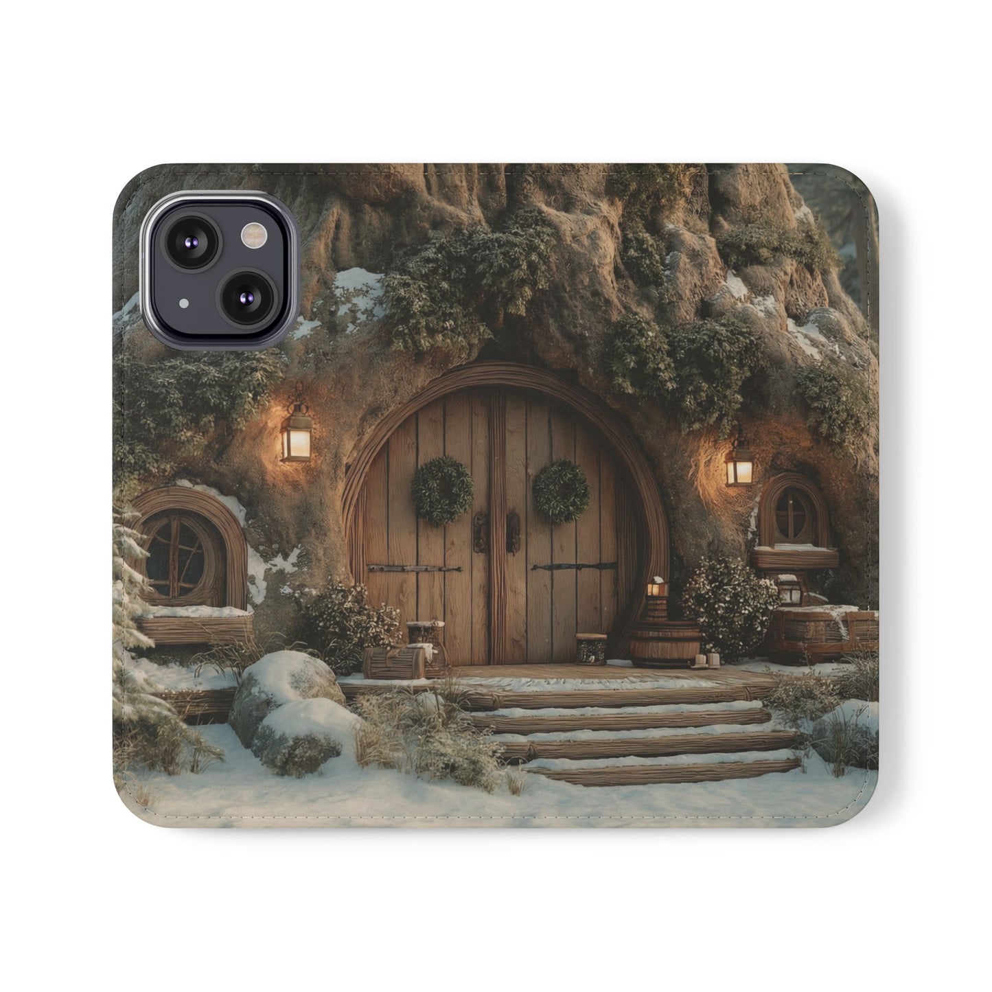 Hobbit Hole Flip Cases – Cozy Winter Doorway Scene