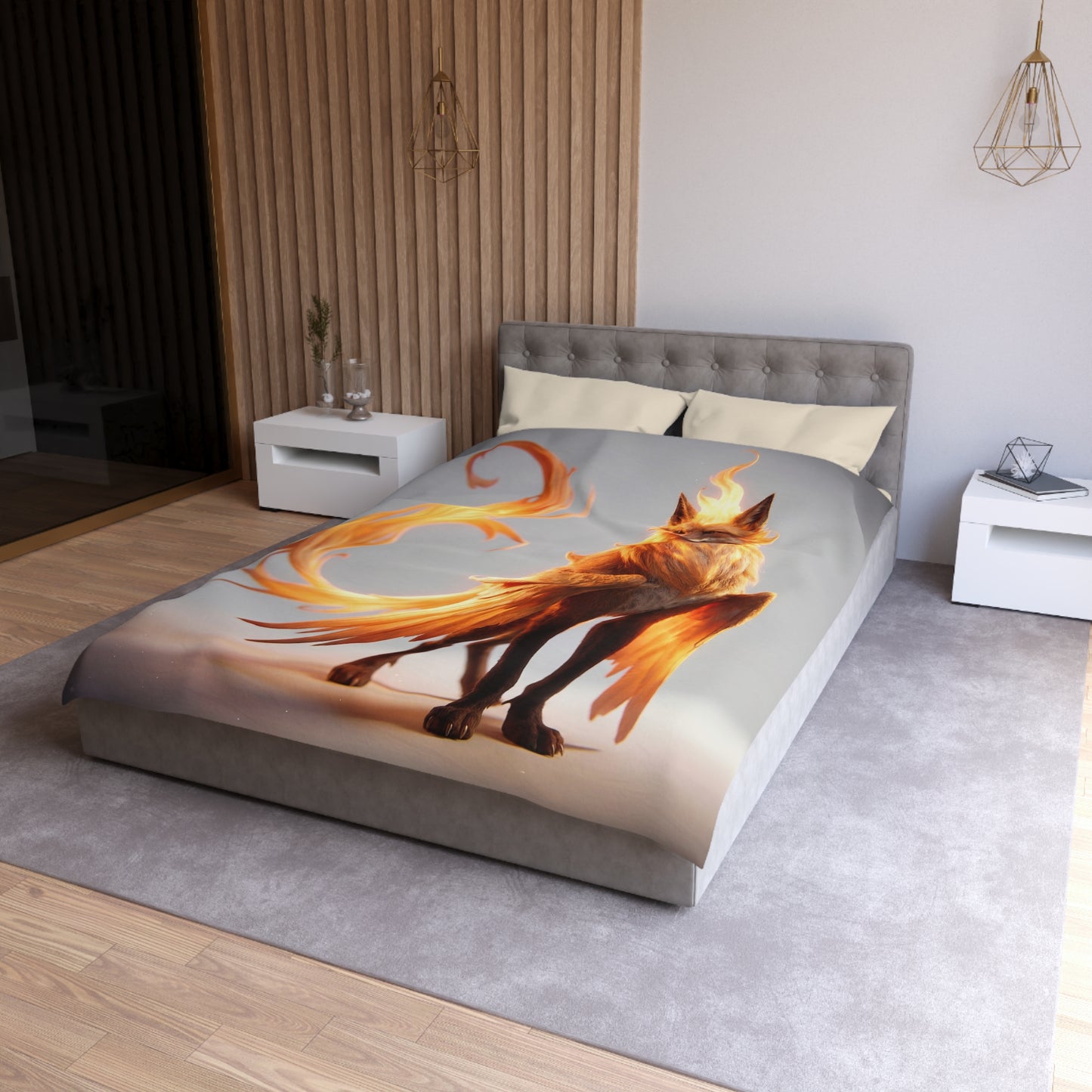Phoenix Fox Microfiber Duvet Cover – Radiant Ember Guardian
