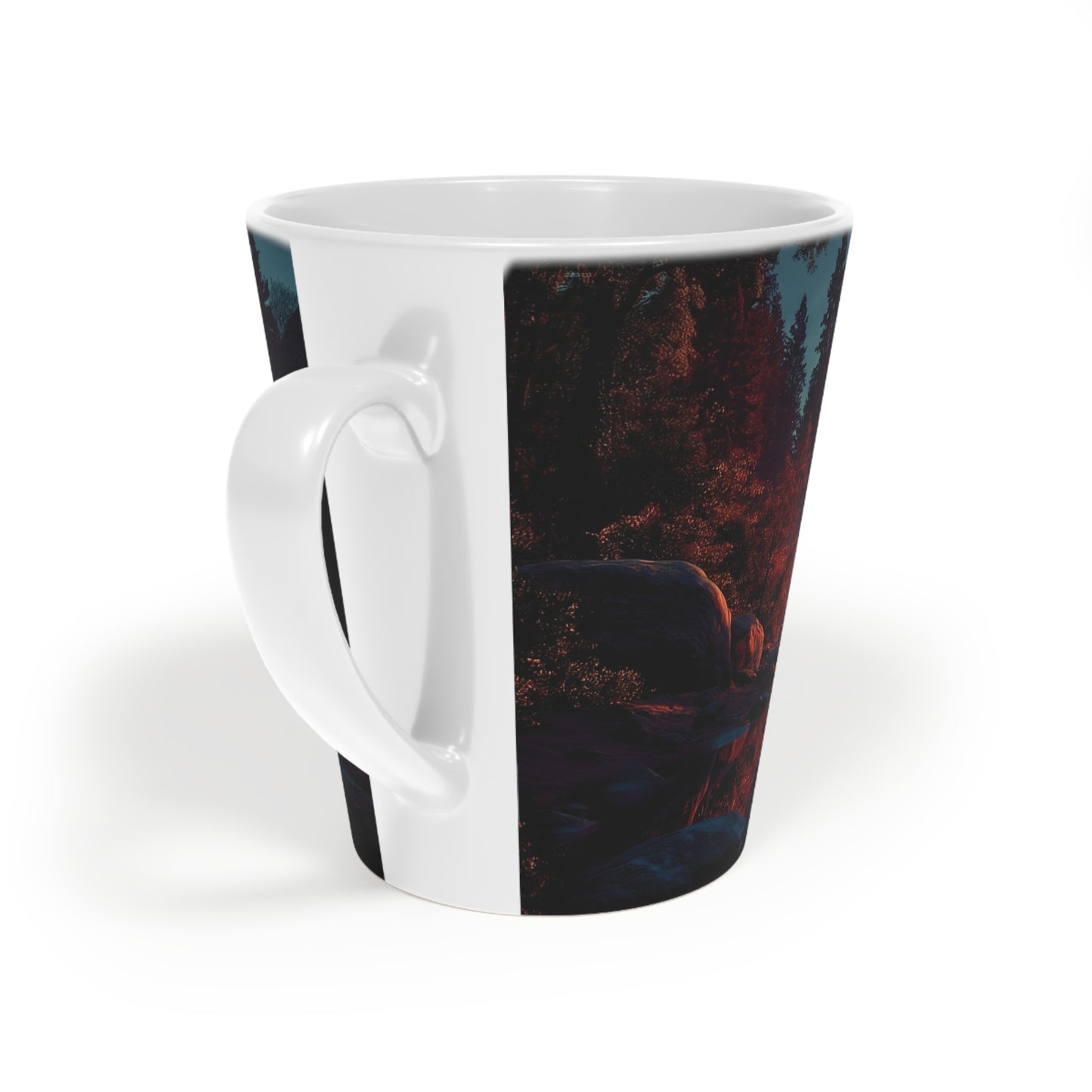 Starlit River Reflection Latte Mug, 12oz – Half Dome’s Twilight Mirror