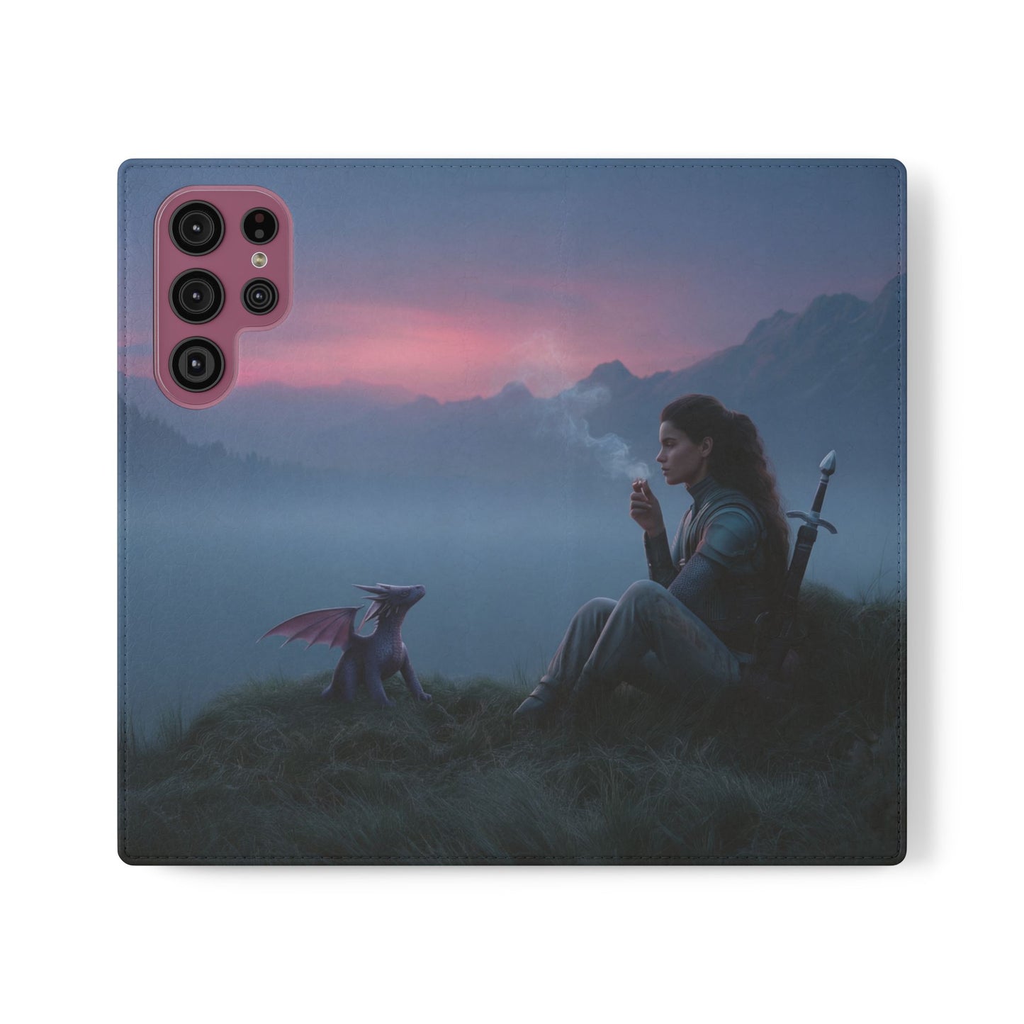 Silent Guardian Flip Cases – Misty Dawn Warrior and Dragon Companion