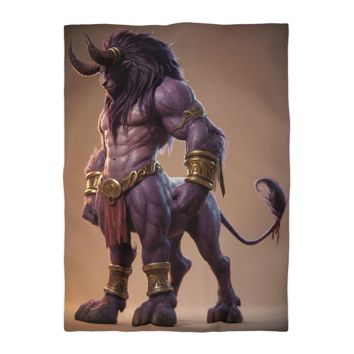 Purple Bull Sentinel Microfiber Duvet Cover – Regal Warrior of the Golden Dawn
