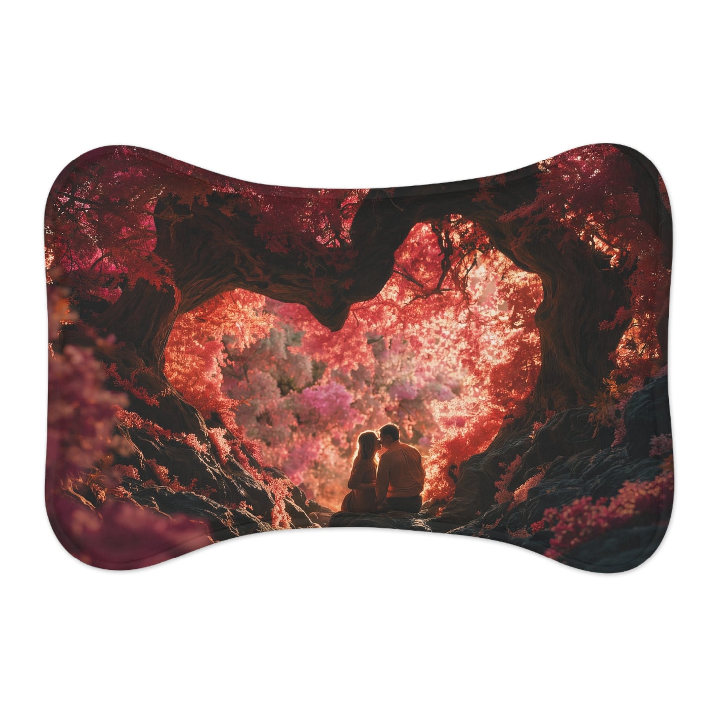Crimson Canopy Pet Feeding Mats – Heart-Shaped Grove Dining Mat