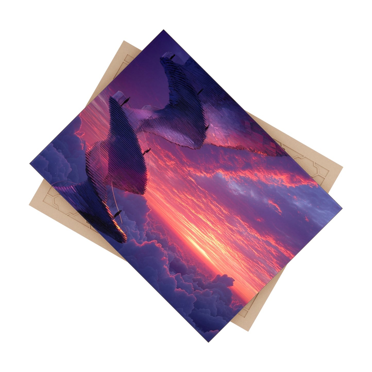 Celestial Spiral Staircase Ceramic Photo Tile – Ascending Through Twilight Clouds