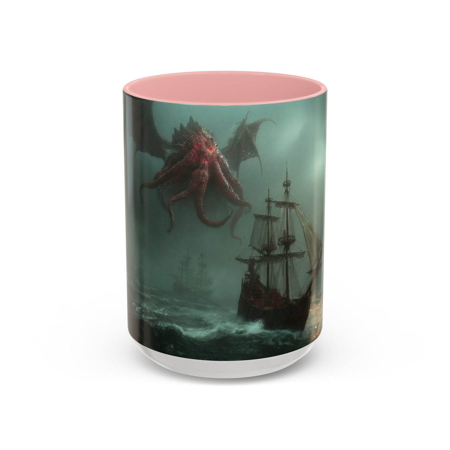 Leviathan Sentinel Accent Coffee Mug (11, 15oz) – Crimson Wyvern Guardian Seascape