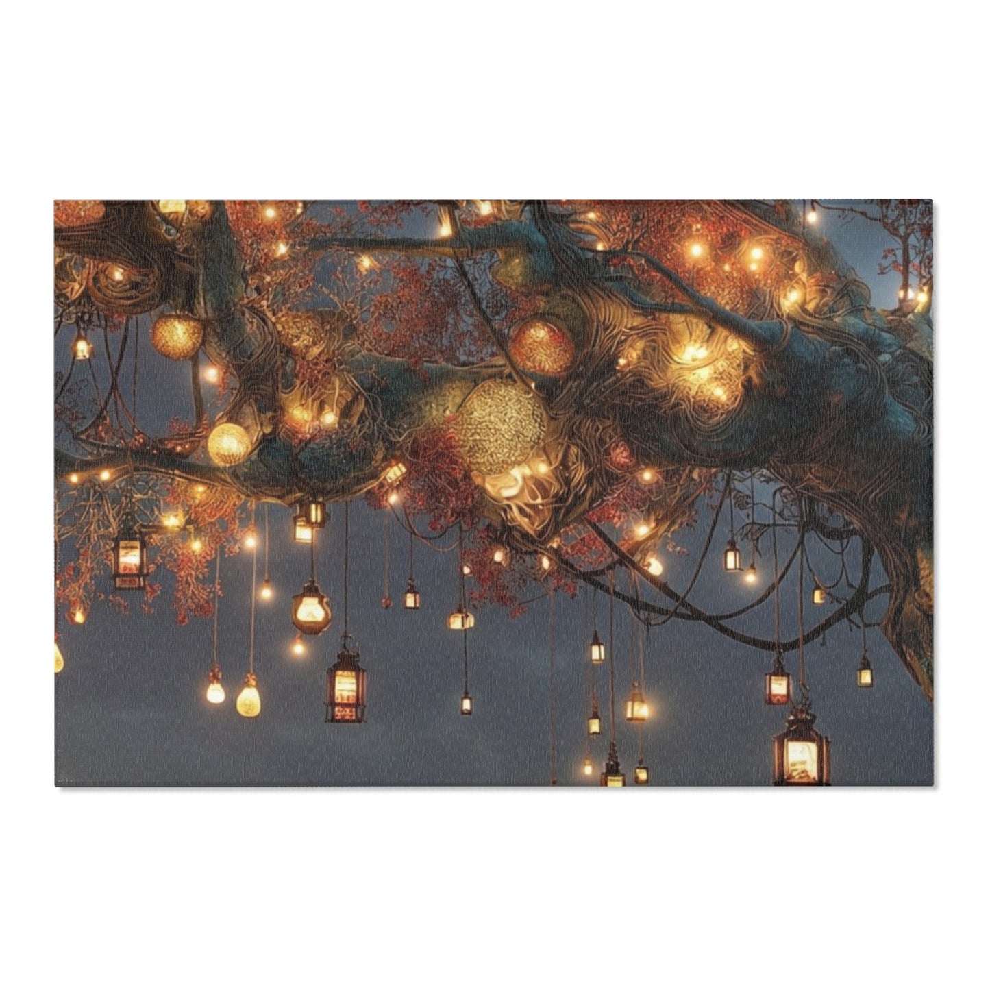 Luminous Wisp Tree Area Rug – Desert Nightglow Oasis