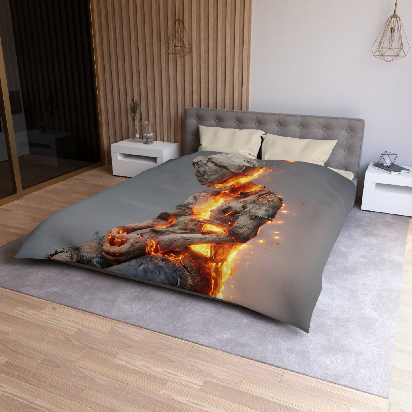 Fiery Awakening Microfiber Duvet Cover – Embers of Inner Transformation