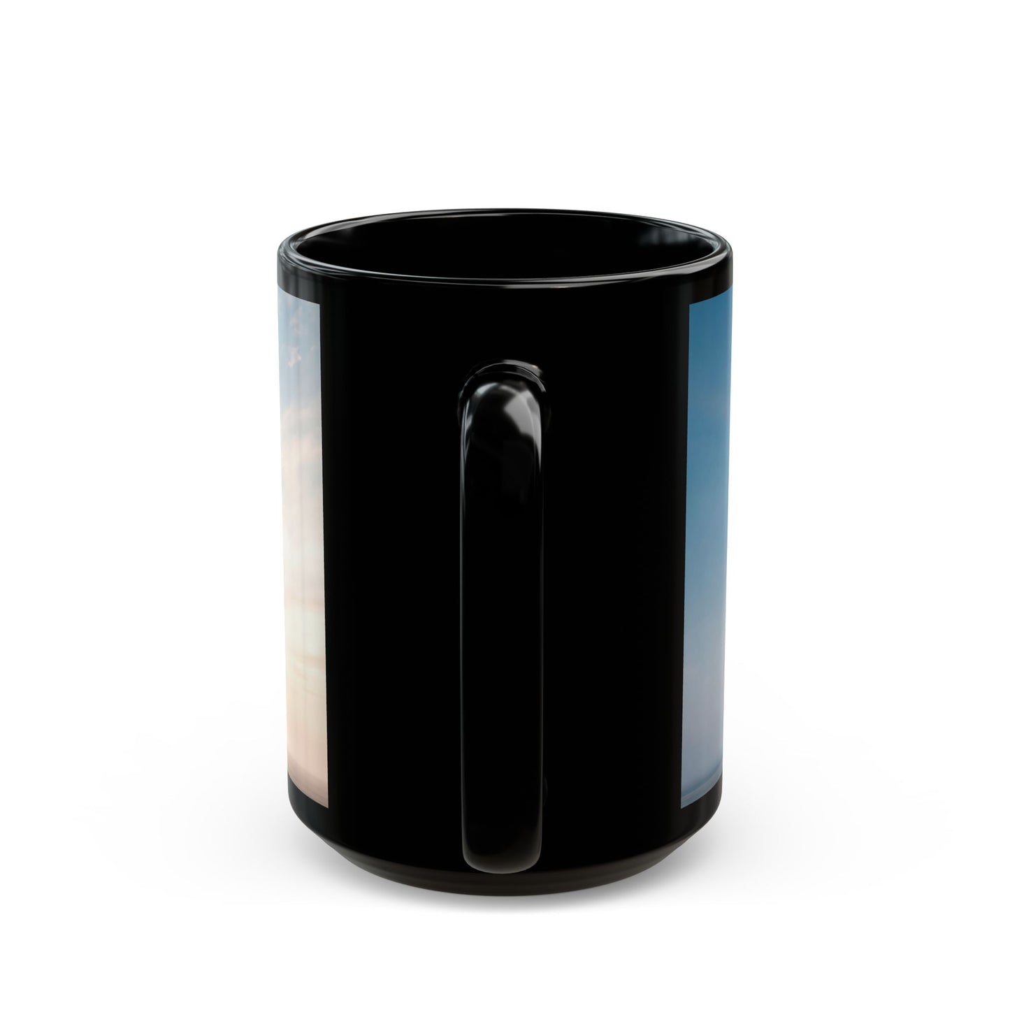 Skyward Steam Tower Black Mug – Dawn’s Industrial Reverie