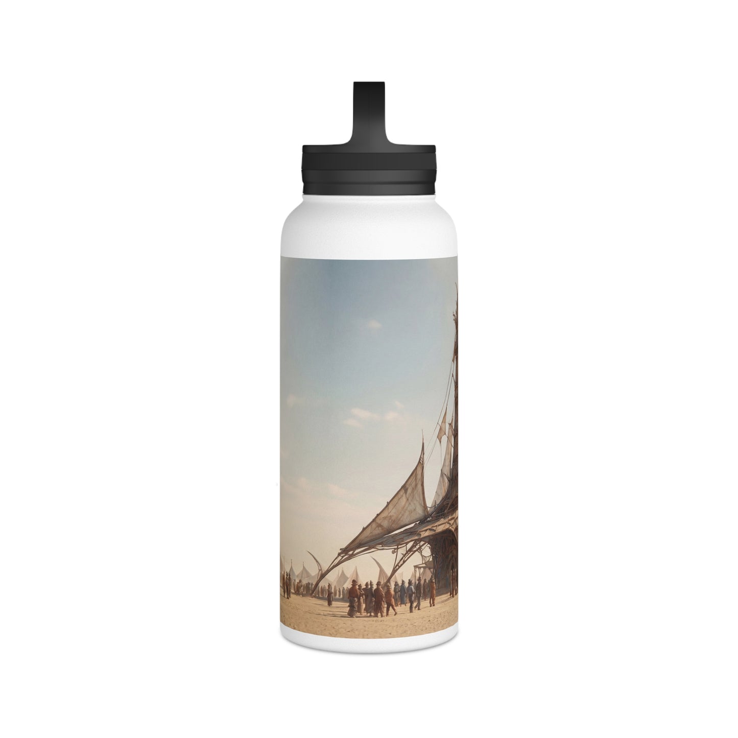 Desert Sky Temple Stainless Steel Water Bottle, Handle Lid – Golden Sails of the Dust Horizon