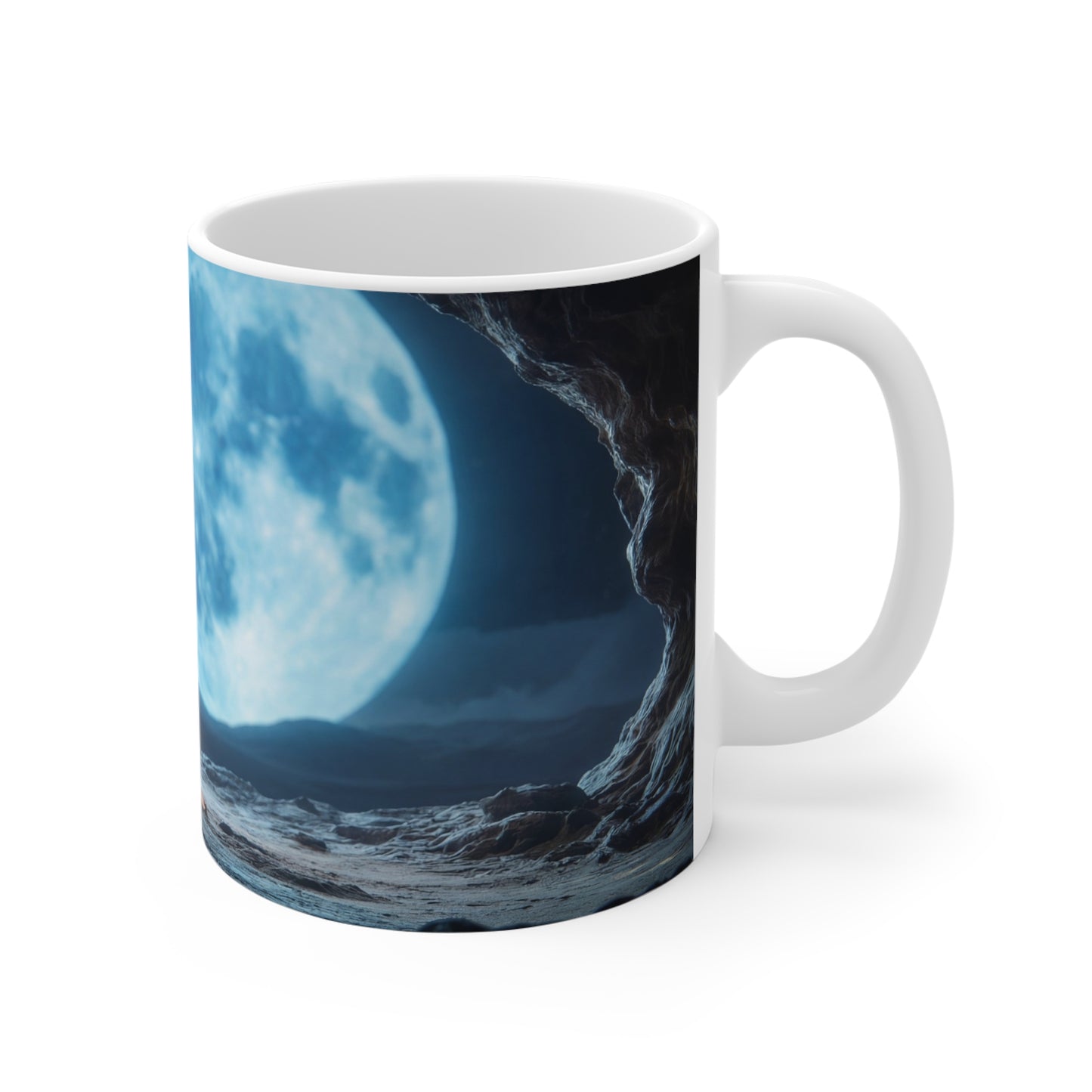 Moonlit Monk Ceramic Mugs (11oz\15oz\20oz) – Silent Reflection Beneath the Celestial Disc