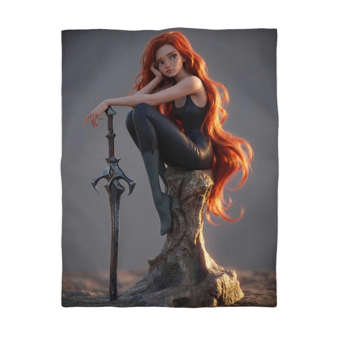 Crimson Sentinel Microfiber Duvet Cover – Sunset Warrior’s Resting Place