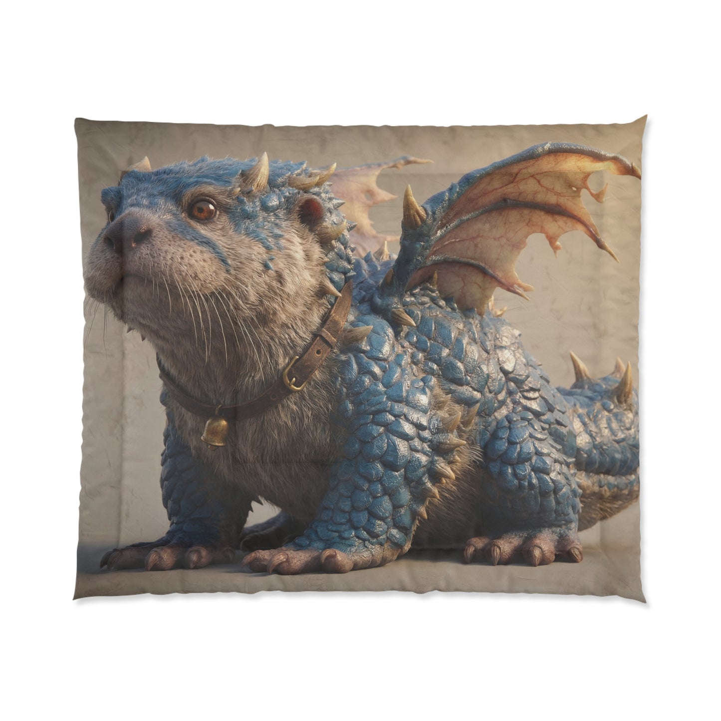 Blue Dragon Otter Comforter – Whimsical Guardian with Winged Grace