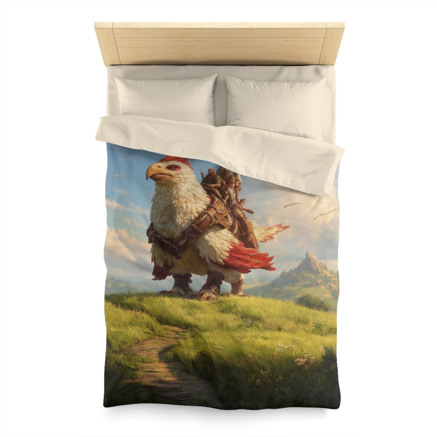 Skybound Hawk Riders Microfiber Duvet Cover – Sunlit Summit Adventure