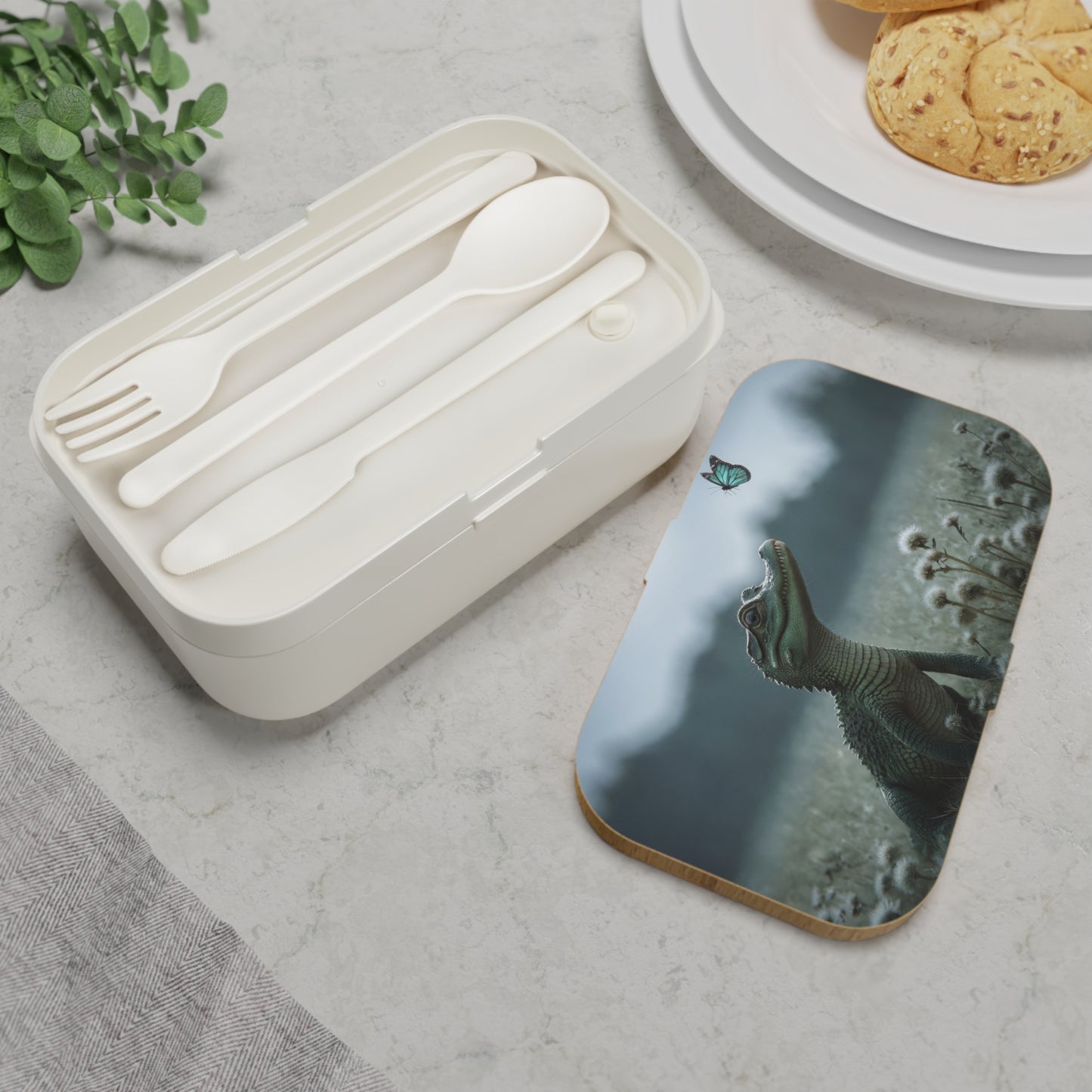 Crocodile Butterfly Bento Lunch Box – Gentle Guardian Meadow Scene