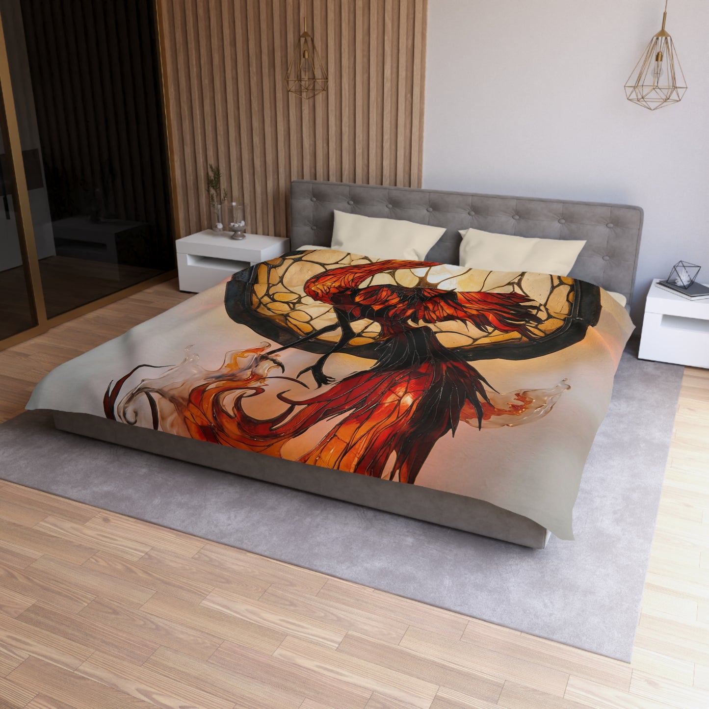 Phoenix Reborn Microfiber Duvet Cover – Amber Flame Dreamscape