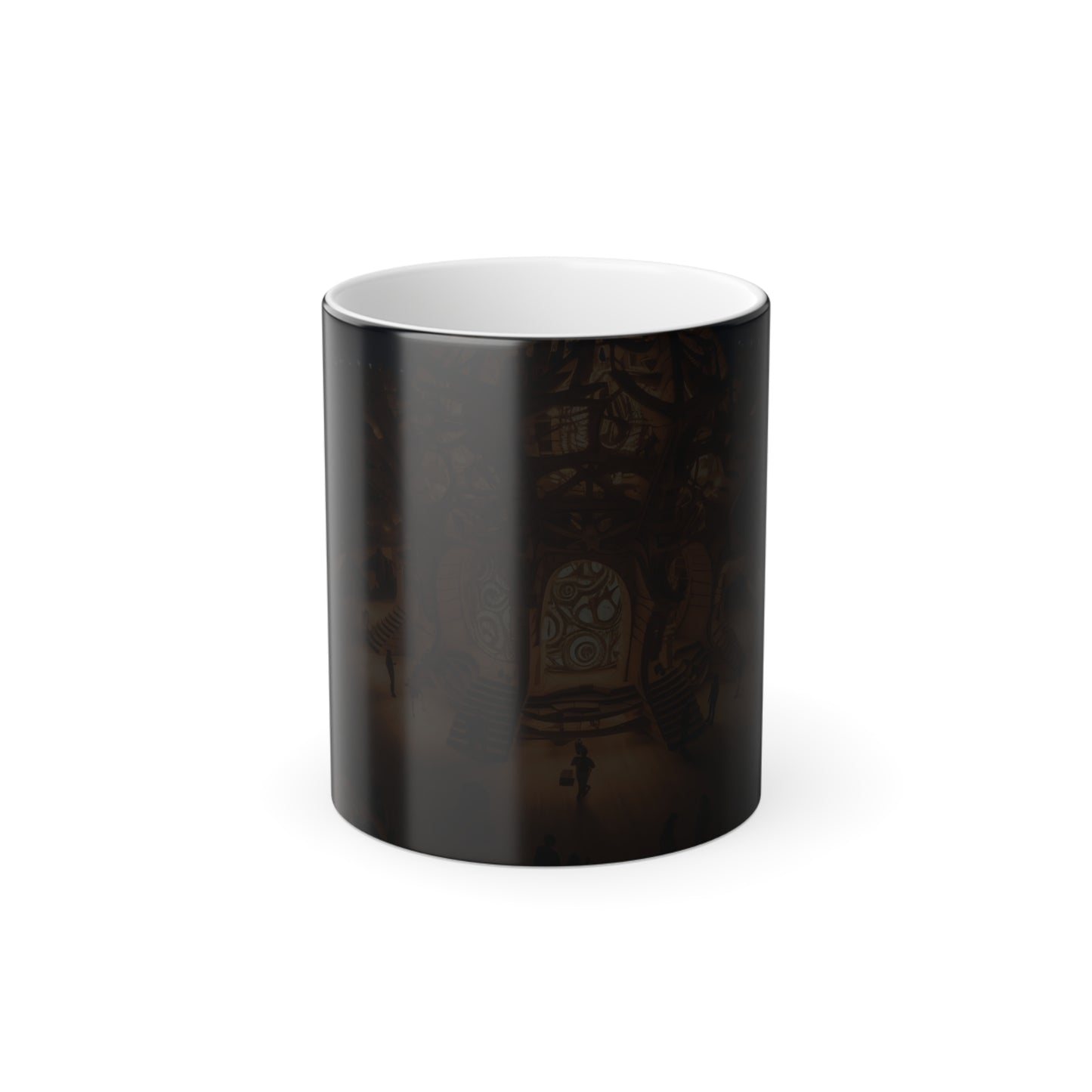 A colossal wooden and metal structure resembling a labyrinth at the Burning Man festival,  -  Color Morphing Mug, 11oz