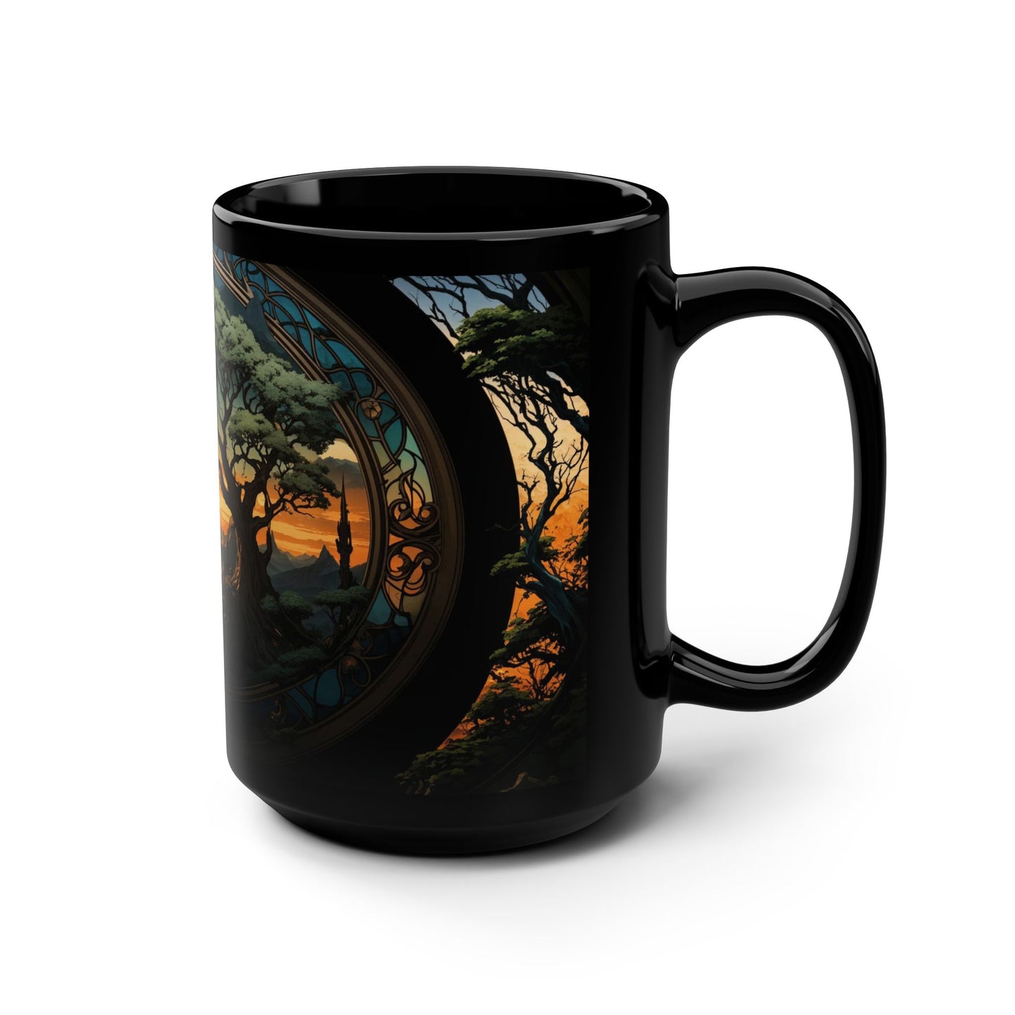 Ancient Tree Sunset Vista Mug - Fantasy Art Print