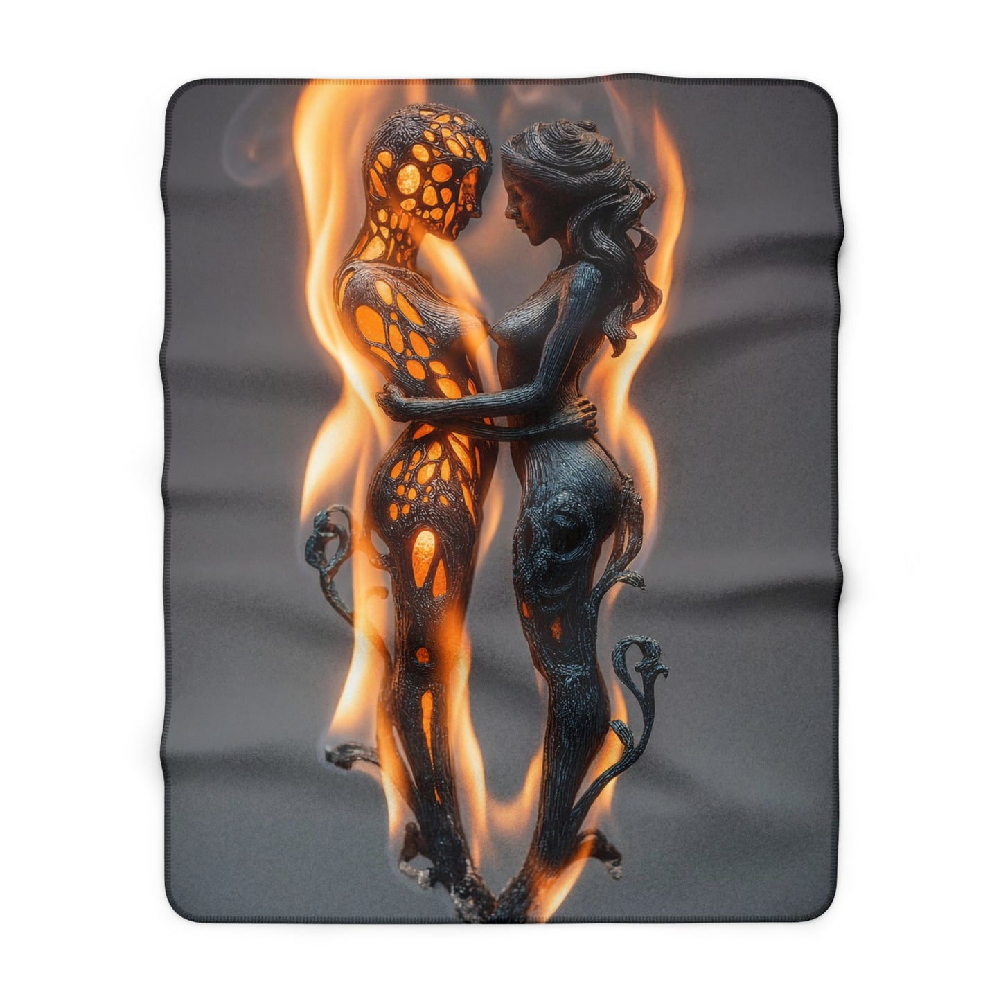 Flamebound Lovers Sherpa Fleece Blanket – Glow Through the Ember
