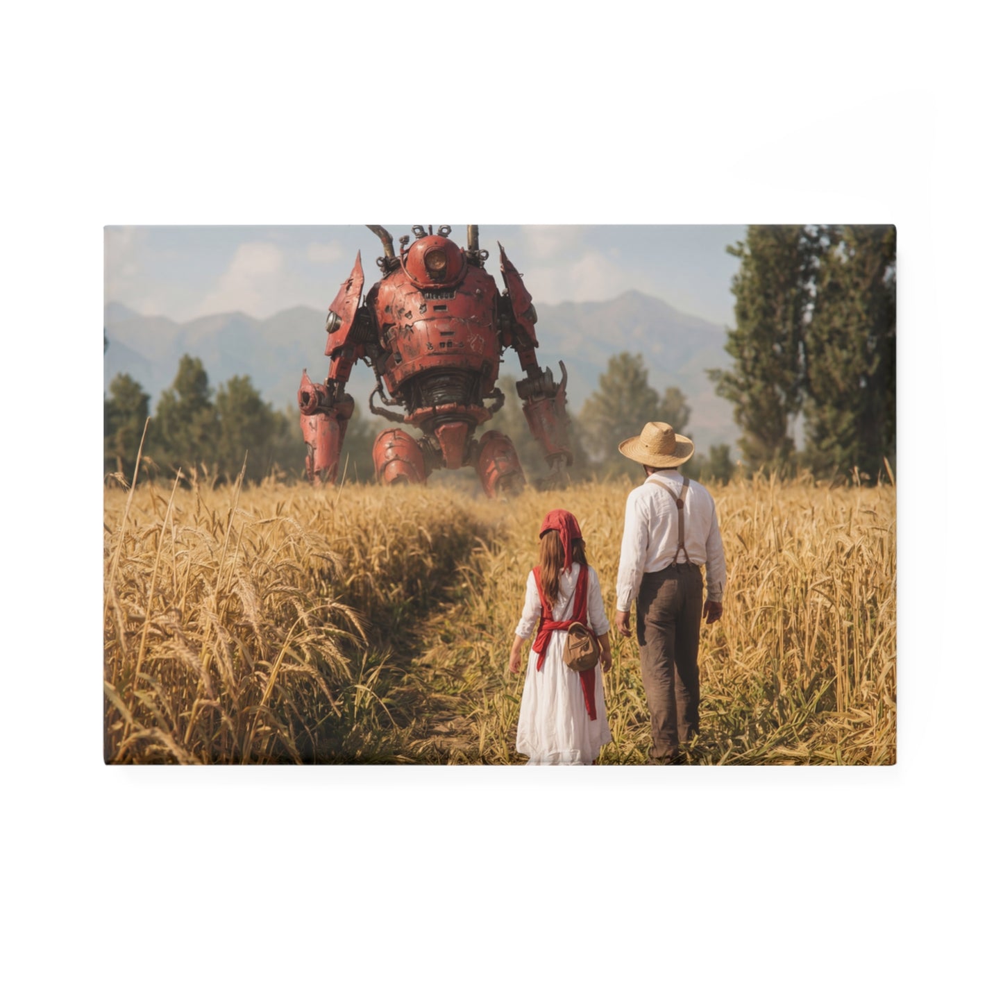 Red Titan Guardian Button Magnet, Rectangle (1 & 10 pcs) – Wheat Field Encounter