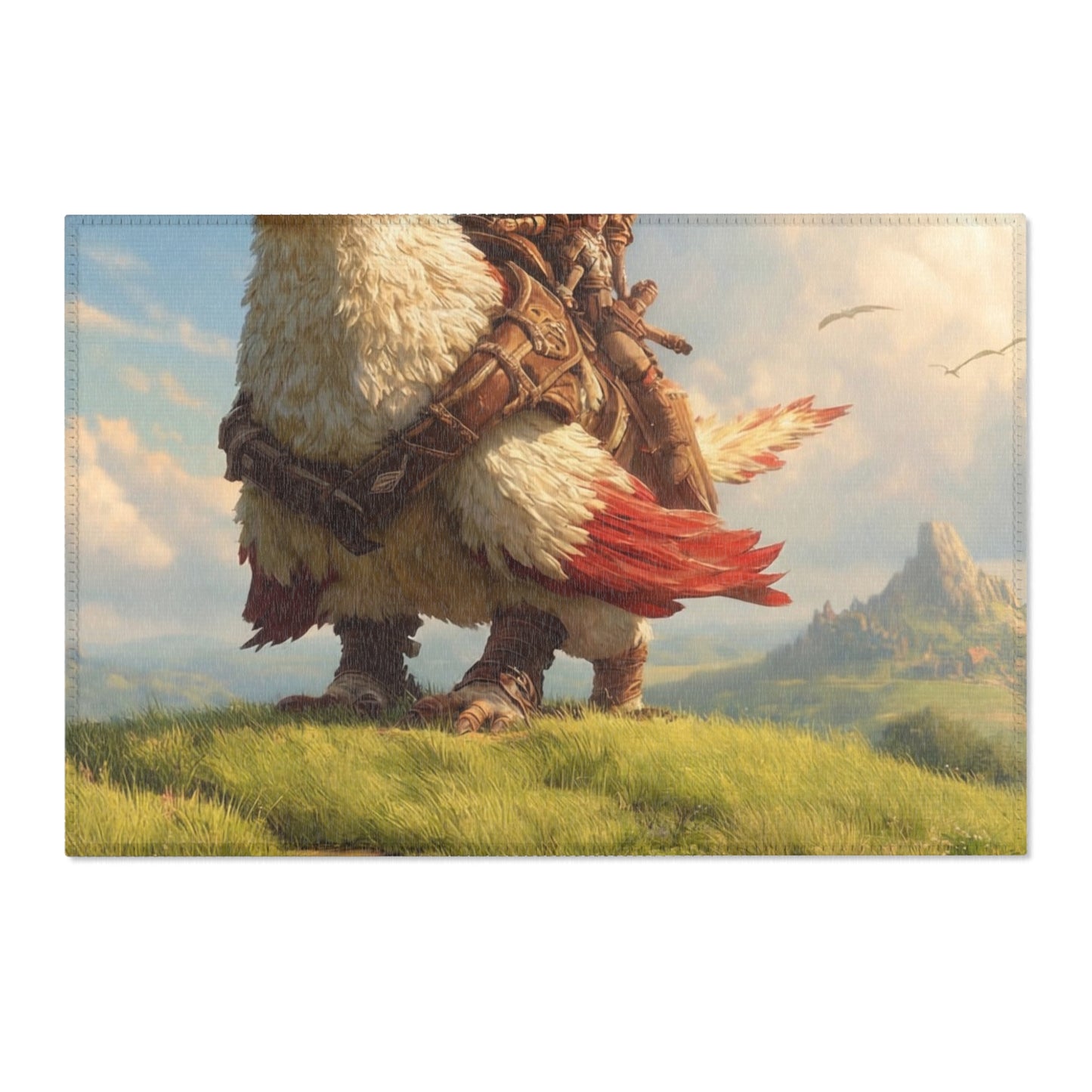Skybound Falcon Riders Area Rug – Sunset Crest of the Winged Path