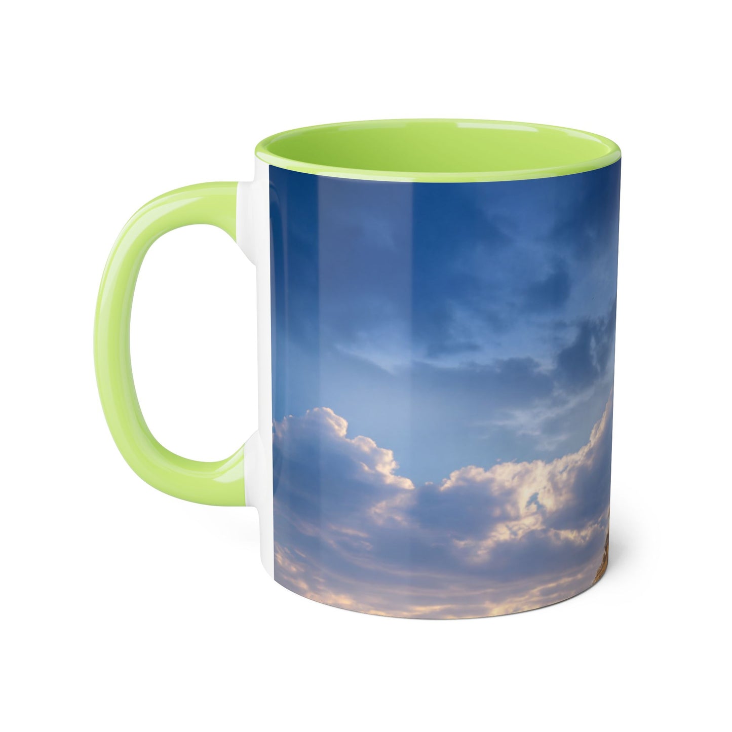 Towering Lighthouse Accent Mugs, 11oz – Floating Beacon Over Twilight Sea