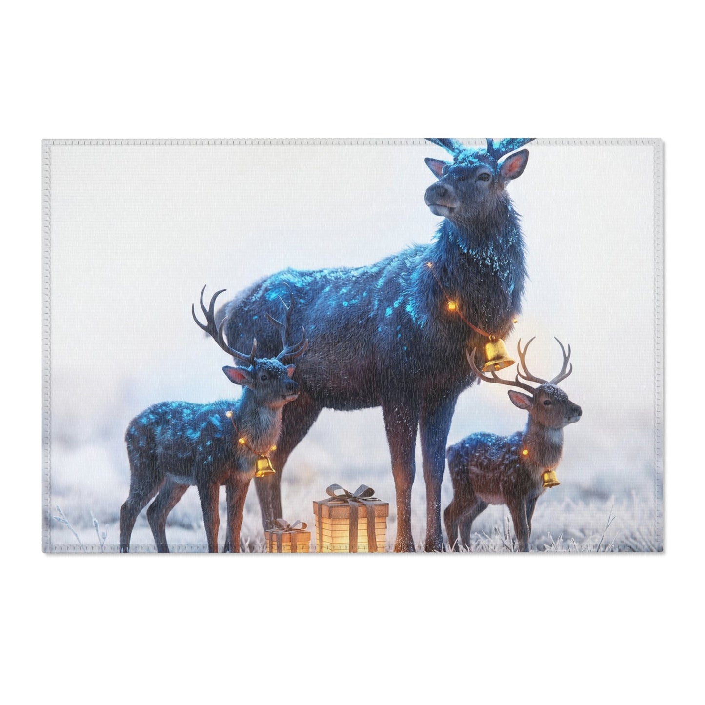 Frostbound Deer Family Area Rug – Whispering Winter Giftscape