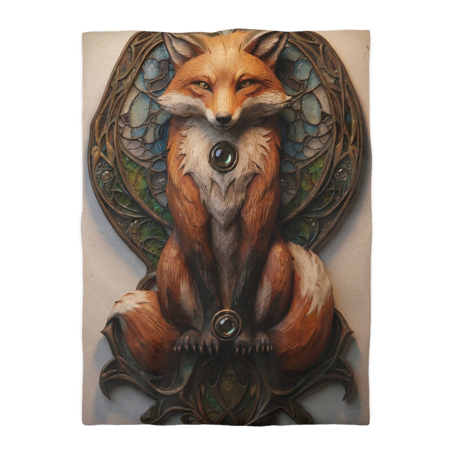 Regal Fox Sentinel Microfiber Duvet Cover – Art Nouveau Twilight Guardian