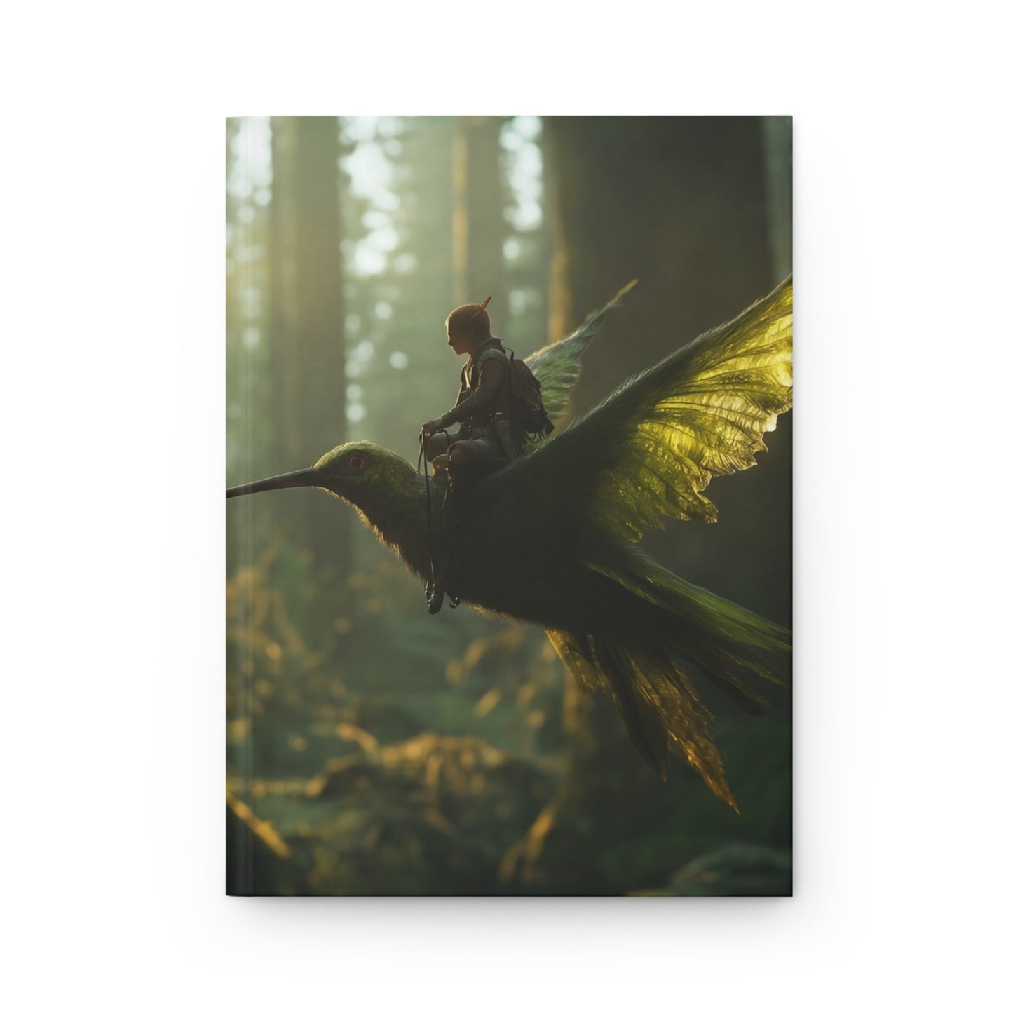 Forest Rider Hardcover Journal Matte – Sunbeam Flight Through Ancient Canopy