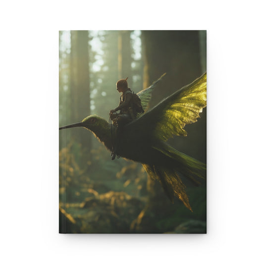 Forest Rider Hardcover Journal Matte – Sunbeam Flight Through Ancient Canopy