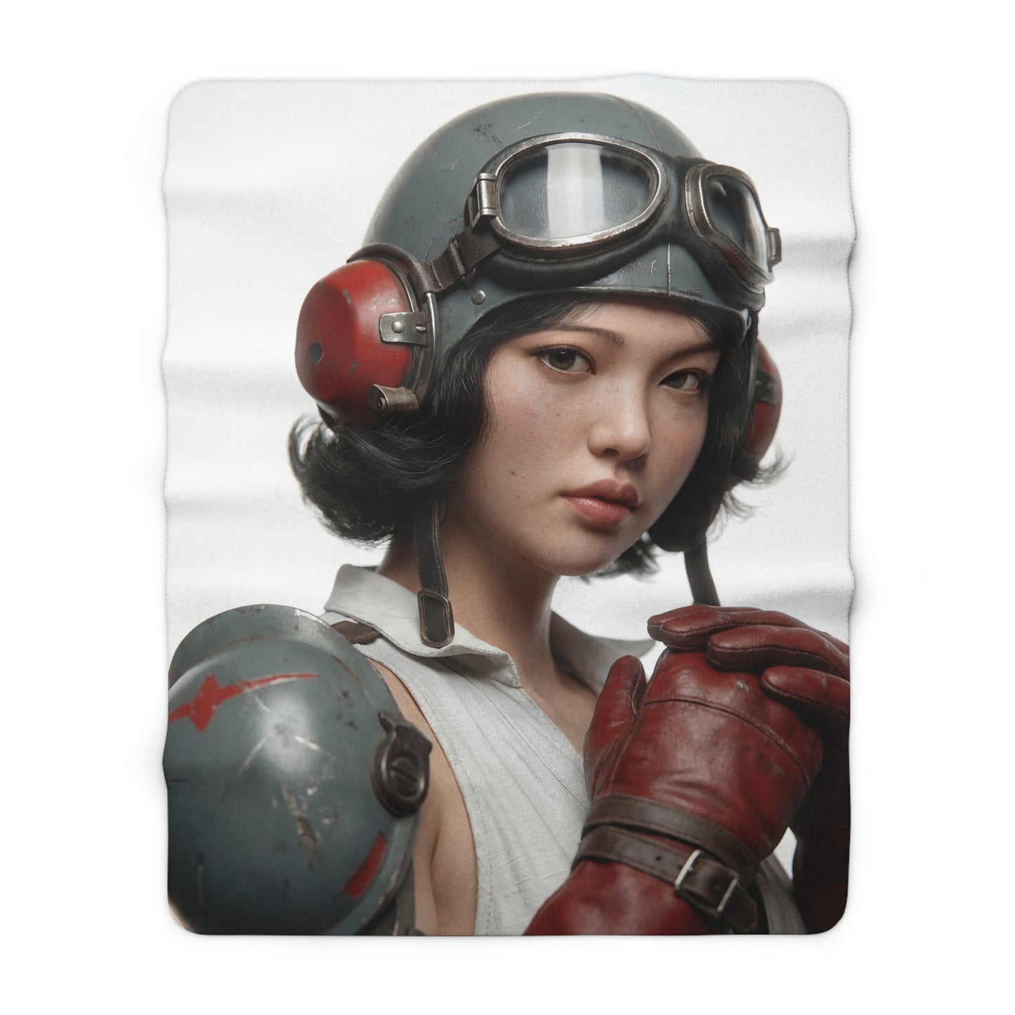 Wrench & Goggles Sherpa Fleece Blanket – Vintage Aviator Portrait Wrap