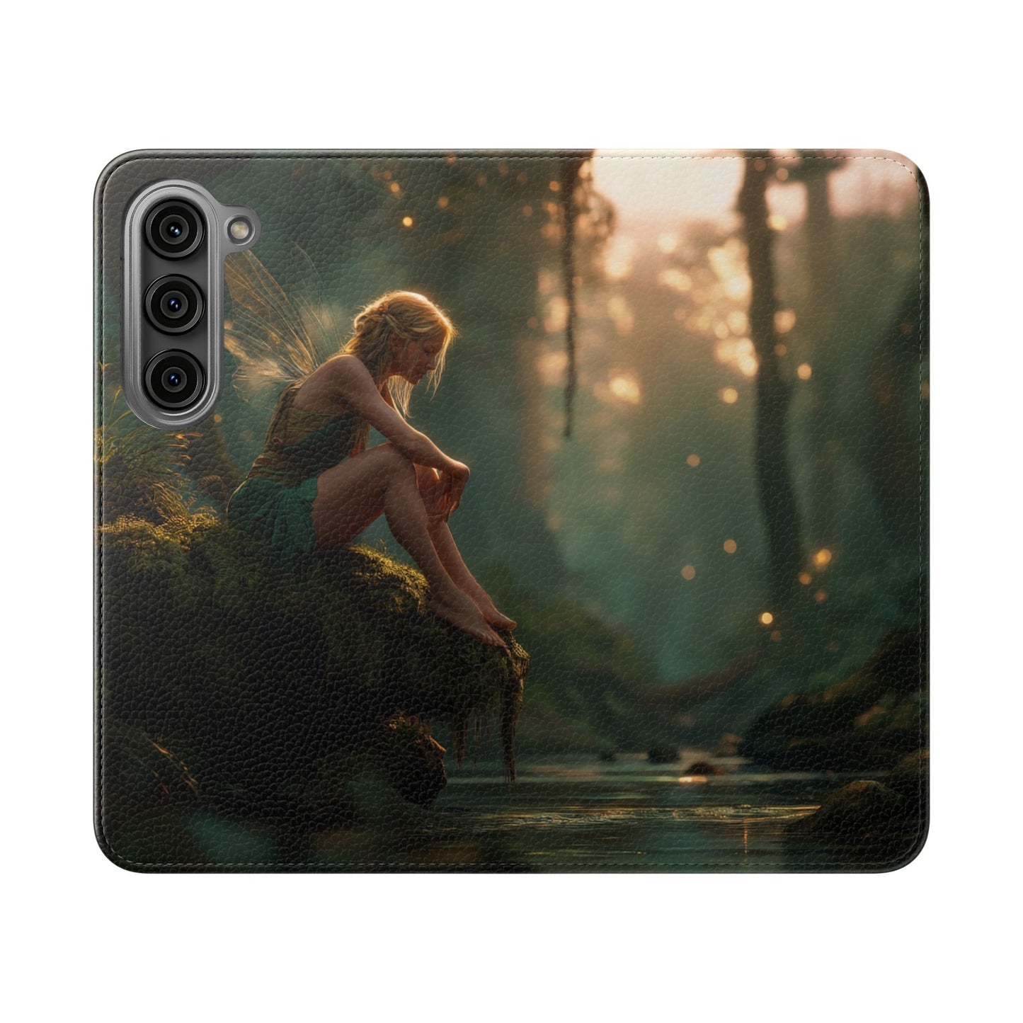 Mossy Bank Fairy Flip Cases – Golden Hour Sentinel Portrait