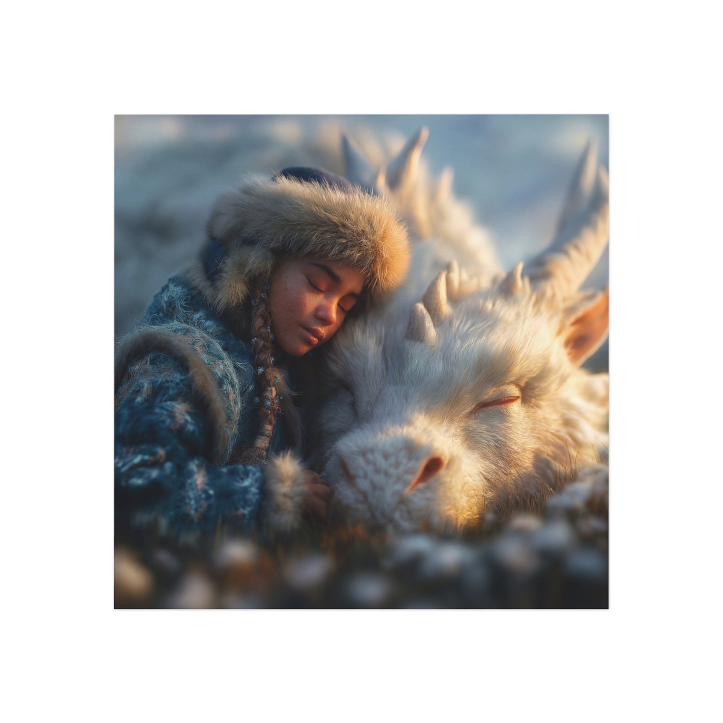 Snowbound Sentinel Square Magnet – Whispering Frost and Quiet Companionship