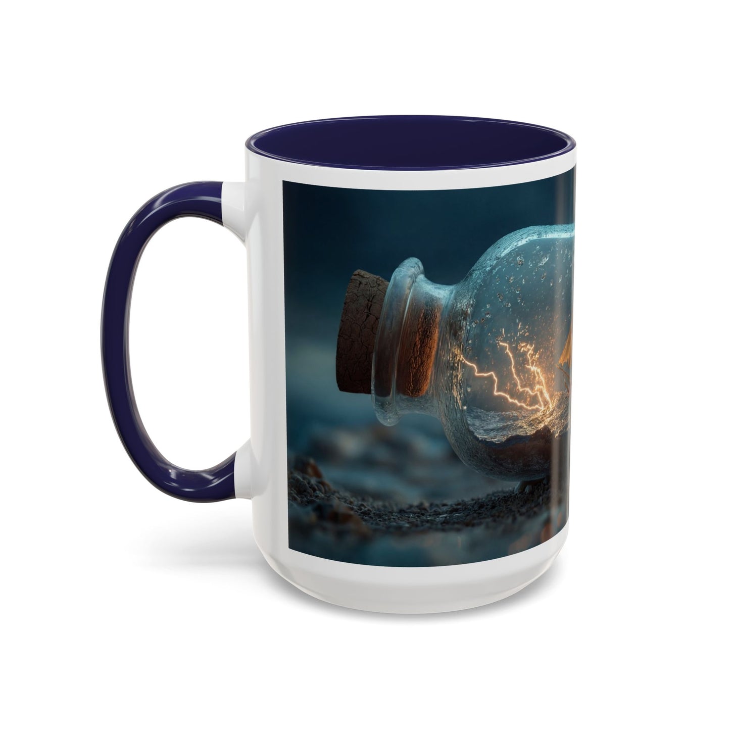 Stormbound Galleon Accent Coffee Mug (11, 15oz) – Bottle of Sea and Lightning