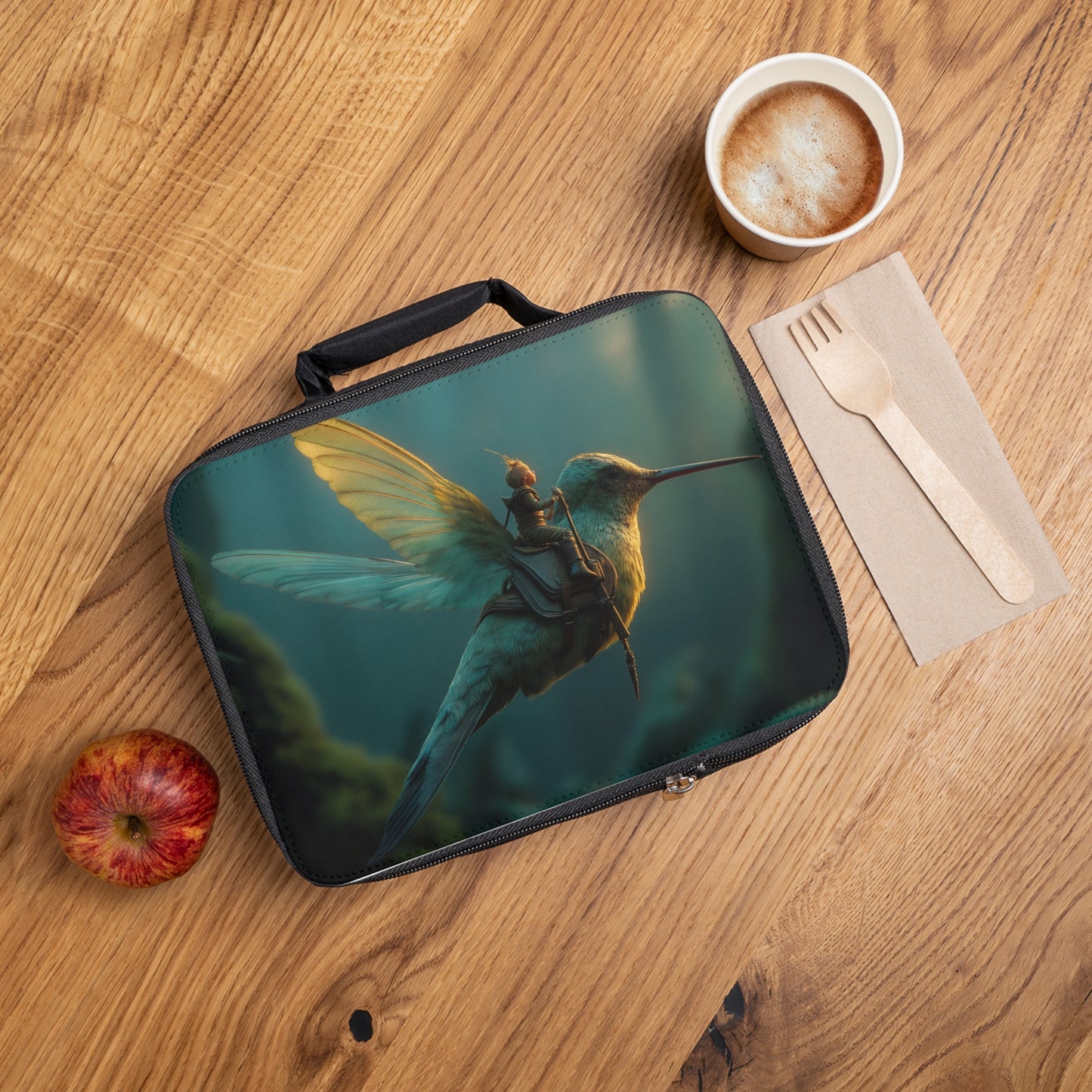 Tiny Knight on Hummingbird Lunch Bag – Sunlit Forest Ride